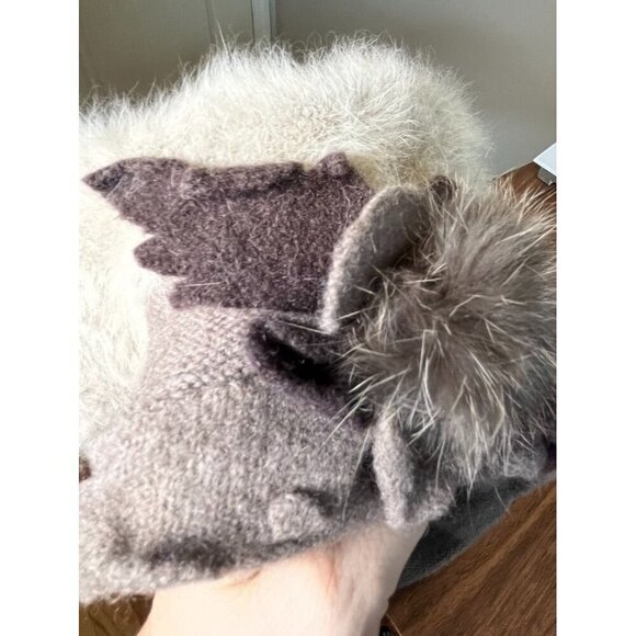 Angora Hat Women Gray Fur Neutral Retro 70s Costume Winter Wool Classic Capsule - Picture 6 of 12